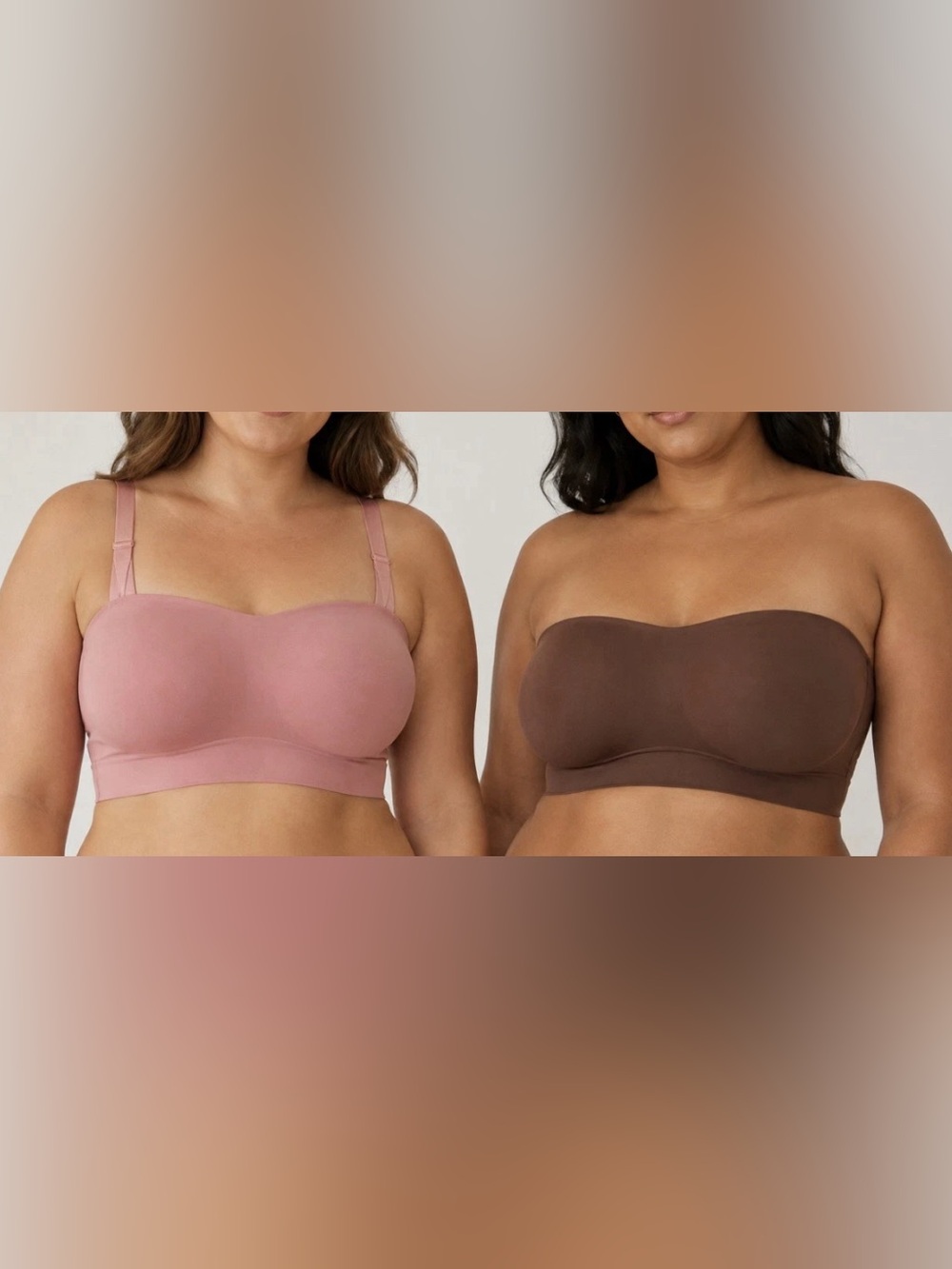 2-pack, Breezies Bonded Bandeau Bra, Rose Amber XL Convertible Straps A693065